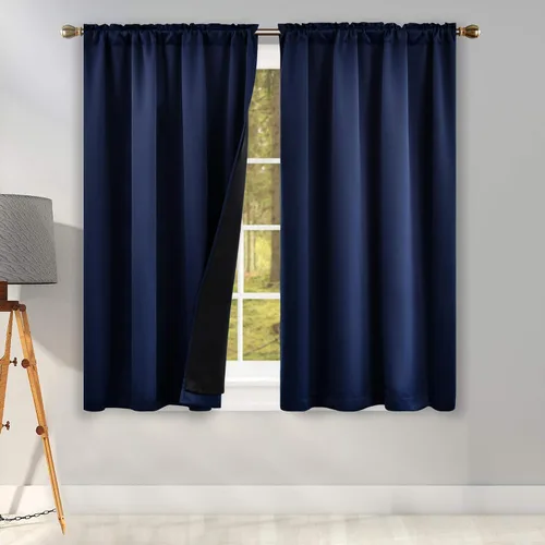 Vista 16 de KEQIAOSUOCAI Aqua - 100 cortinas opacas con forro negro para dormitorio, paneles de cortina totalmente opacas para sala de estar, cortinas aislantes