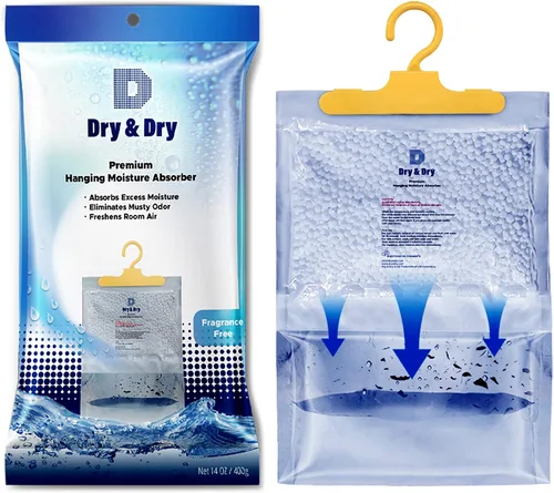 Vista 10 de Dry & Dry Paquete de 4 absorbentes de humedad prémium para el hogar, sótano y dormitorio, deshumidificadores pequeños
