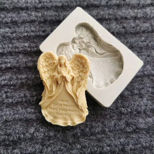 Vista 3 de SOFEA Molde de silicona de resina epoxi de ángel, molde de silicona para decoración de tartas de ángel, molde de ángel