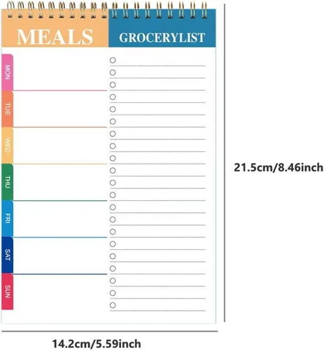 Vista 7 de Planificador semanal de comidas y lista de compras - 50 hojas sin fecha para planificar el menú diario, bloc de notas desprendible para compras