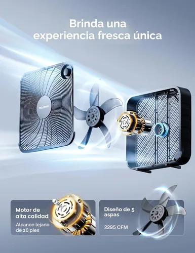 Vista 4 de PELONIS Ventilador de caja de 3 velocidades de 20 pulgadas para dormitorio Negro