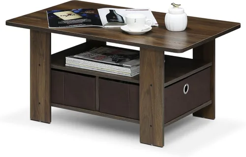 Vista 10 de Furinno Andrey - Mesa de café con cajón, color roble francés gris/negro