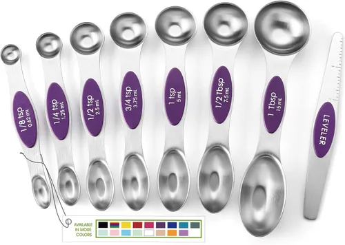 Vista 36 de Spring Chef Juego de cucharas medidoras magnéticas de acero inoxidable con imanes N45 fuertes, accesorios de cocina de metal resistente para hornear