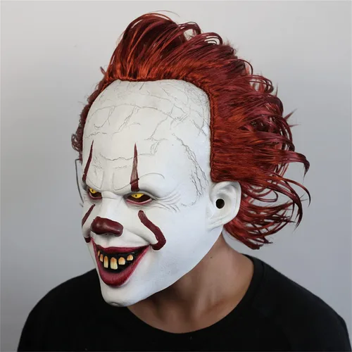 Vista 7 de LePrSty Scary Halloween IT Clown Mask Creepy Clown Masks Cosplay Prop Decoration
