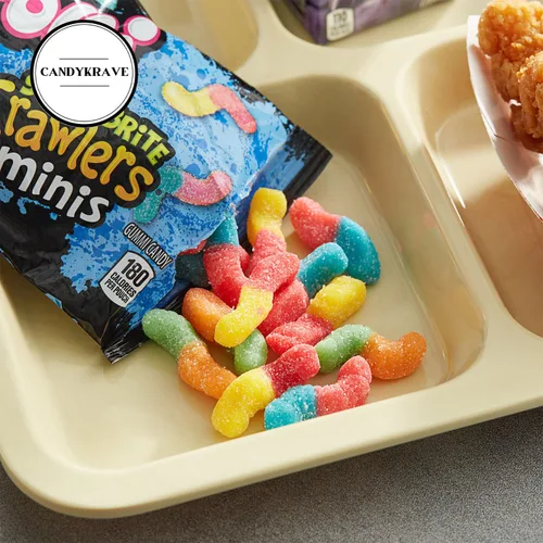 Vista 4 de SourBrite Crawlers Minis - Gusanos de gomita de caramelo, sabores afrutados dulces y picantes, bolsas envueltas individualmente, caramelos surtidos