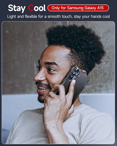 Vista 5 de LeYi Funda para teléfono Samsung Galaxy A15-5G: Funda Samsung A15 con protector de pantalla x 2 + 2 protectores de lente de cámara, protección
