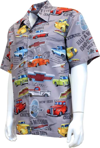 Vista 2 de David Carey Chevy Chevrolet Trucks Camp - Camisa de manga corta con botones de inspiración retro