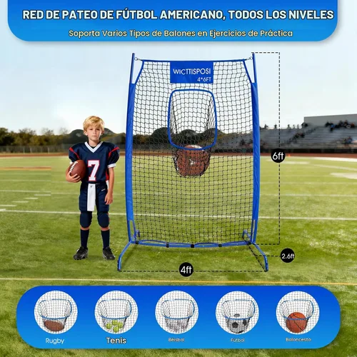 Vista 6 de Football Throwing Target Net, Quarterback Training Equipment with CarryBag