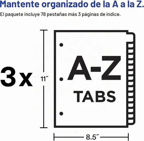 Vista 4 de Avery Índice, divisores de contenido, 26 pestalas (11125)