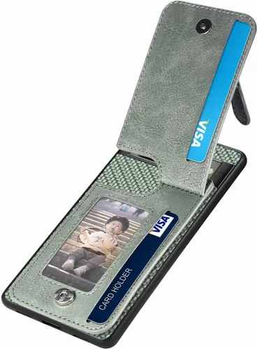 Vista 3 de LEMAXELERS Funda para teléfono con función de cartera, funda de piel sintética para Google Pixel 7A 5G, con cremallera y soporte para tarjetas Verde