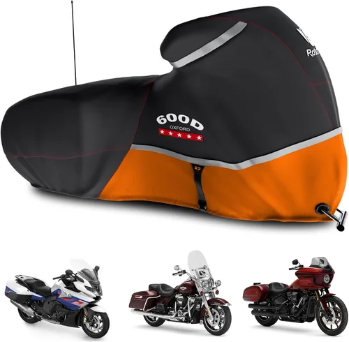 Vista 17 de Funda para motocicleta 600D resistente para todas las estaciones, universal, impermeable, protección solar al aire libre, duradera, reflectante Negro