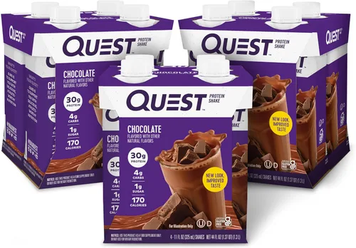 Vista 2 de Quest Nutrition Batido de proteína de chocolate listo para beber y galleta de proteína de chispas de chocolate; apto para dietas cetogénicas; alto
