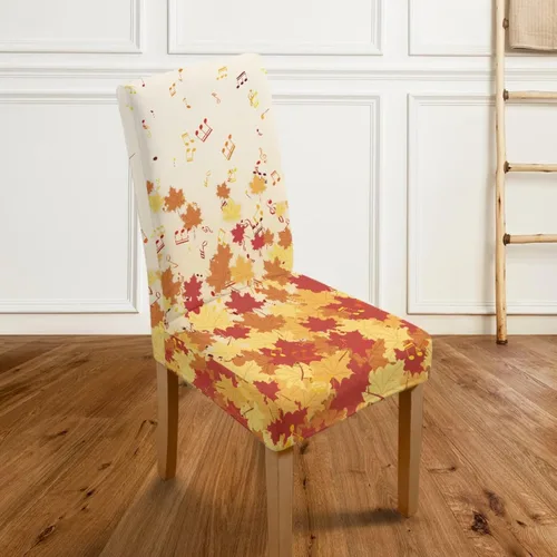 Vista 5 de Rnyleeg Juego de 1 fundas para sillas de comedor de otoño, diseño de hojas, para sala de estar, sin brazos, funda elástica para silla de cóctel