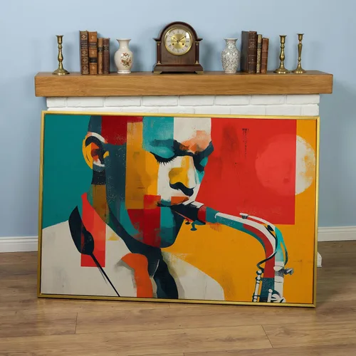Vista 41 de LuxeWood Arte de Pared Musical en Lienzo - Impresiones Temáticas Musicales Medianas y Grandes para Sala de Estar, Oficina, Estudio, Airbnb