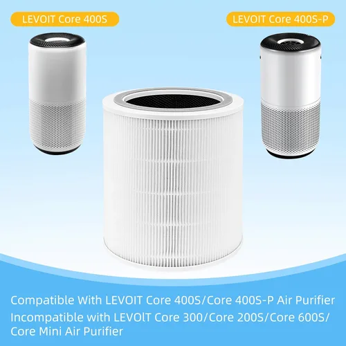 Vista 2 de Filtro de repuesto Core 400S para LEVOIT Core 400S, Core 400S-P, Core 400S-RF Smart WiFi purificador de aire, LRF-C401S-WUS, paquete de 2, blanco