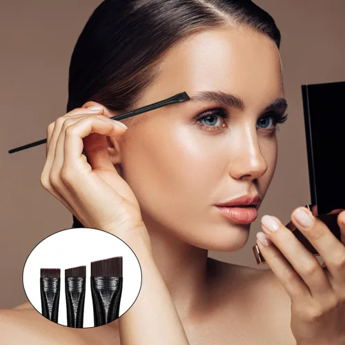 Vista 6 de Juego de 15 pinceles para tinte de cejas y delineador en ángulo, precisión inclinada ultrafina para delineador, tinte de cejas y maquillaje, incluye