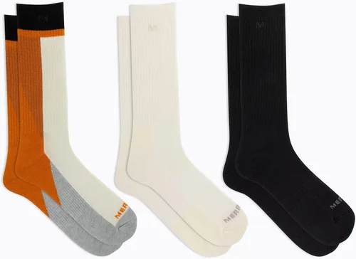 Vista 2 de Merrell Unisex Adult Wool Everyday Hiking Socks - 3 Pairs Crew - Cushioned Moisture Wicking