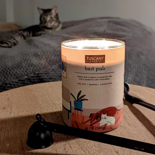 Vista 5 de Tuscany Candle Best Pals: Vela neutralizadora de olores perfumada de jazmín y coco, 14 onzas