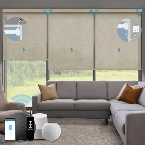 Vista 19 de Persianas enrollables inteligentes, persianas enrollables con cable 1% de apertura, compatibles con Google Home Alexa, persianas automáticas 1%