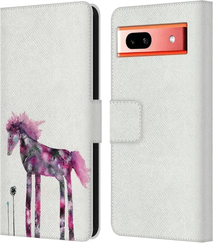 Vista 16 de Head Case Designs Officially Licensed Wyanne Blue Watercolour Bear Animals 2 Leather Wallet Case Compatible with Google Pixel 7a