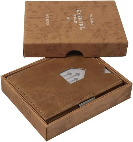 Vista 5 de Cartera de cuero triple - Bloqueo RFID con clip de bloqueo de acero inoxidable