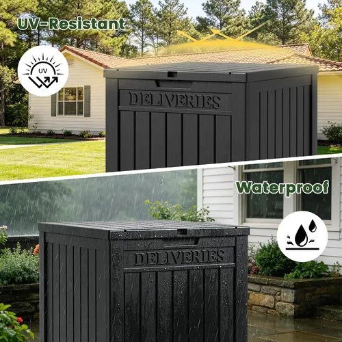 Vista 7 de 50 Gallon Package Delivery Box for Outside with Lockable Secure, Waterproof Black-new