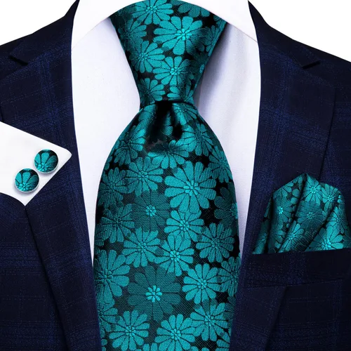 Vista 148 de Hi-Tie Corbatas de seda para hombre, diseño de cachemira a rayas, con bolsillo, gemelos cuadrados, conjunto formal de negocios