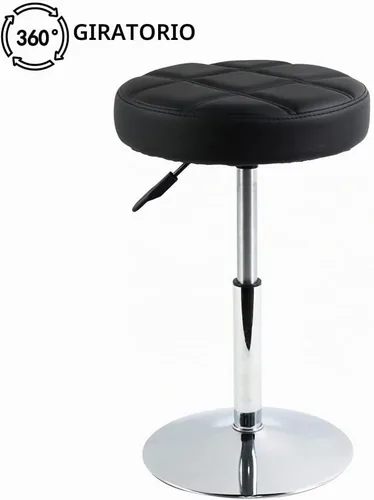 Vista 4 de FURWOO Taburete corto redondo de piel sintética – Taburete acolchado para salón, spa, manicura y tocador - pequeño negro