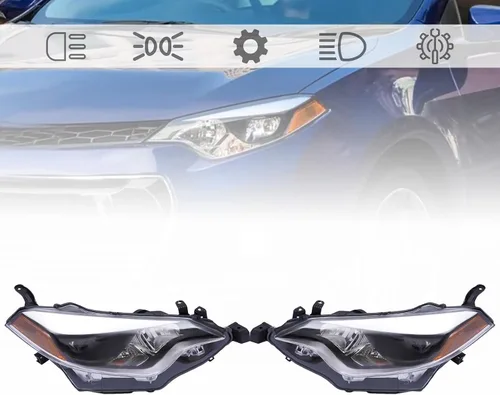 Vista 2 de Faros delanteros halógenos para Toyota Corolla 2014-2016 LED DRL tubo proyector w/bombilla (lado del conductor + pasajero)
