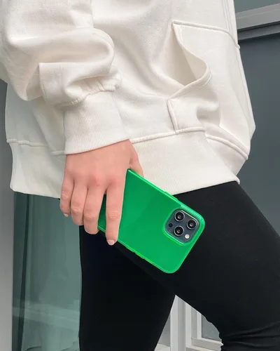 Vista 5 de FELONY CASE Funda para iPhone 14 Pro - Funda transparente verde neón, compatible con MagSafe - Funda protectora a prueba de golpes de 360° diseñada