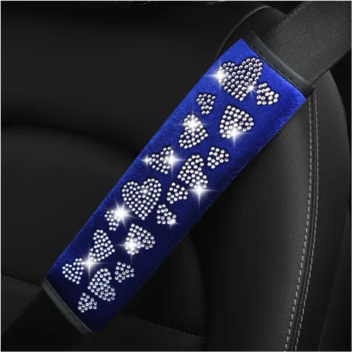 Vista 10 de 2 fundas brillantes para cinturón de seguridad de automóvil, almohadilla protectora suave para hombros y cuello, cojín de cinturón de seguridad