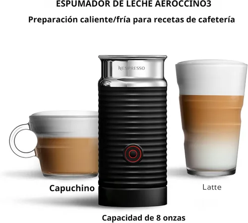 Vista 7 de Nespresso Vertuo Next - Máquina de café y espresso de De'Longhi con espumador de leche, 37.2 fl oz, color negro mate de lujo, oro rosa