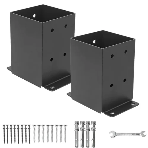 Vista 14 de 4 anclajes de poste de 6 x 6 pulgadas (tamaño interior 5.6 x 5.6) 13GA Thick Solid Steel &Powder Coated,Deck Post Brackets Support Deck Base