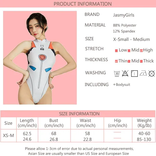 Vista 4 de JasmyGirls Traje de baño de una sola pieza con cintura alta sexy para mujer, diseño de anime y cosplay