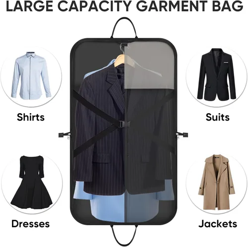 Vista 5 de Bolsa de ropa de viaje BALEINE, bolsa de traje de viaje para hombres, bolsa de ropa de 42'' impermeable para llevar, bolsa de ropa de viaje