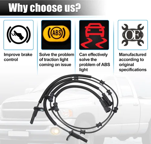 Vista 4 de X AUTOHAUX 2 unids ABS Sensor de velocidad de rueda trasera izquierda derecha Sensor de freno ABS para Ram 1500 2013-2018 para Ram 1500 Classic