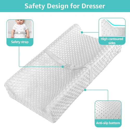 Vista 5 de YENING Mini cambiador pequeño de 23 x 13 pulgadas con funda lavable, cambiador de pañales impermeable para bebé, tapete para tocador y mesa