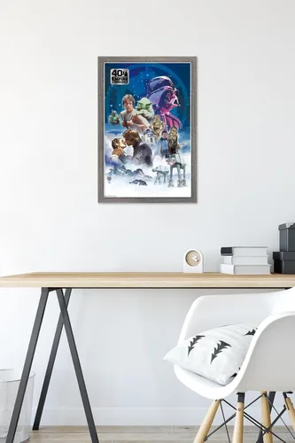 Vista 6 de Trends International Star Wars: The Empire Strikes Back 40th - Póster de pared clásico, 14.725 x 22.375 pulgadas, versión enmarcada de madera