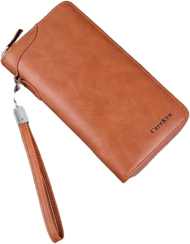Vista 4 de MOTOZA Long Retro Fashion Clutch Multifunctional Vertical Zipper Phone Bag (Color Black)