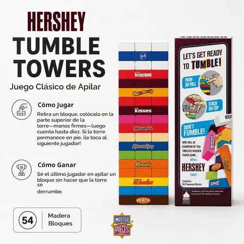 Vista 4 de Masterpieces Family Games – Hershey's Wood Block Tumble Tower – Producto