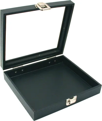 Vista 4 de Caja de almacenamiento de joyas, con vidrio en la parte superior. Caja con 36ranuras para anillos
