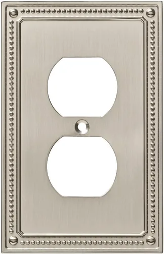 Vista 10 de Marco cobertor clásico de pared para interruptor de luz único con diseño de bolitas Franklin Brass, Plateado, W35065-SN-C