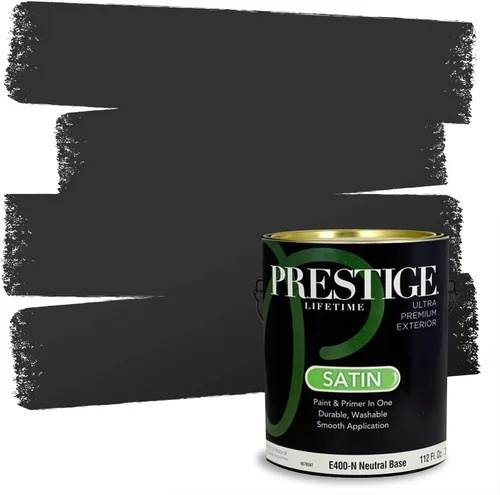 Vista 227 de PRESTIGE Pinturas Pintura Exterior e Imprimación en Uno, 1 Galón, Mate, Combinación Comparable de Sherwin Williams* Black Magic* SW6991-PCM
