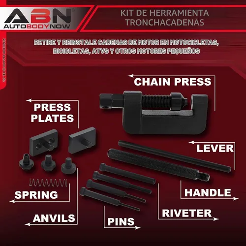 Vista 2 de ABN Kit de herramientas para romper cadenas con estuche de almacenamiento, herramienta de extracción de remaches y eslabones de cadena de rodillos