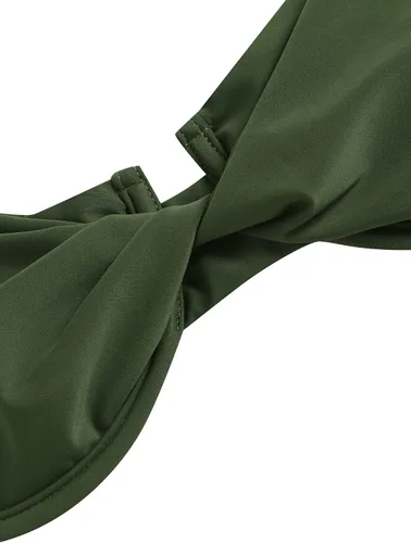 Vista 4 de ZAFUL Conjunto de bikini de dos piezas para mujer con aros y lazo en la espalda, traje de baño de dos piezas
