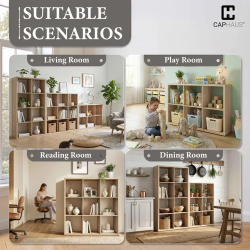 Vista 6 de CAPHAUS Estante organizador de almacenamiento de 13 pulgadas, con borde exterior extragrueso, divisor de estante de almacenamiento abierto, Roble