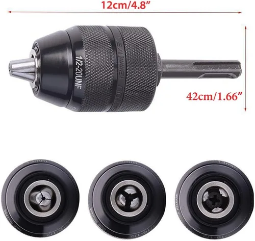 Vista 6 de Yakamoz Funda de metal 1/2-20UNF 2-13MM 1/16-1/2 pulgadas, adaptador de cambio rápido, convertidor de martillo, herramienta de conversión