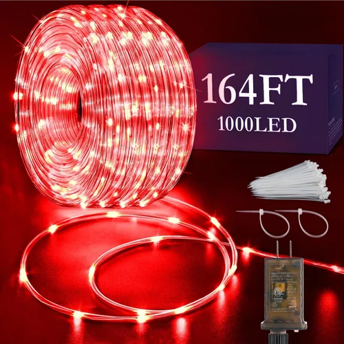 Vista 14 de KNONEW - Guirnalda de luces de 164 pies con 1000 luces LED para exteriores, luces de cuerda impermeables para exteriores con 8 modos, tubo
