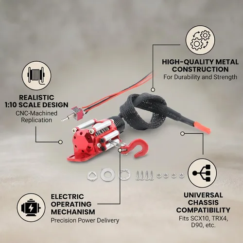 Vista 6 de Tbest Crawler, con controlador de cabrestante, coche RC escala 1/10, accesorio de vehículo modelo, para entusiastas de todo terreno y aficionados