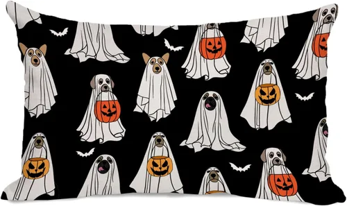 Vista 8 de Funda de almohada de Halloween de 12 x 20 pulgadas con temática otoñal de Just a Spooky Goose en disfraces de Halloween, lindas almohadas